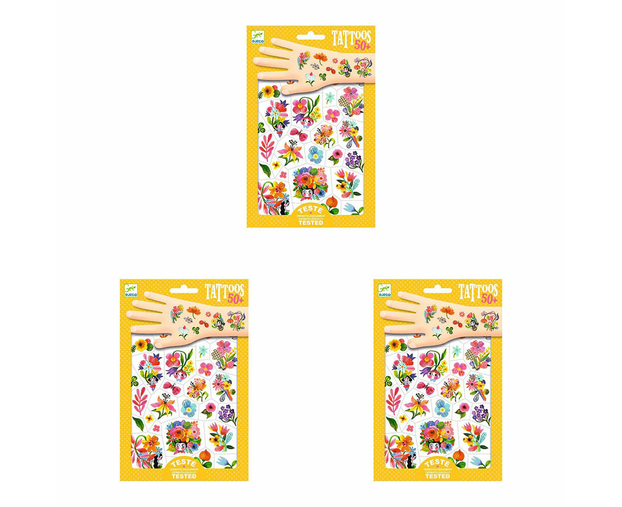 150pc Djeco Aqua Flor Temporary/Fake Tattoos Stickers Fun Party Kids 3y+