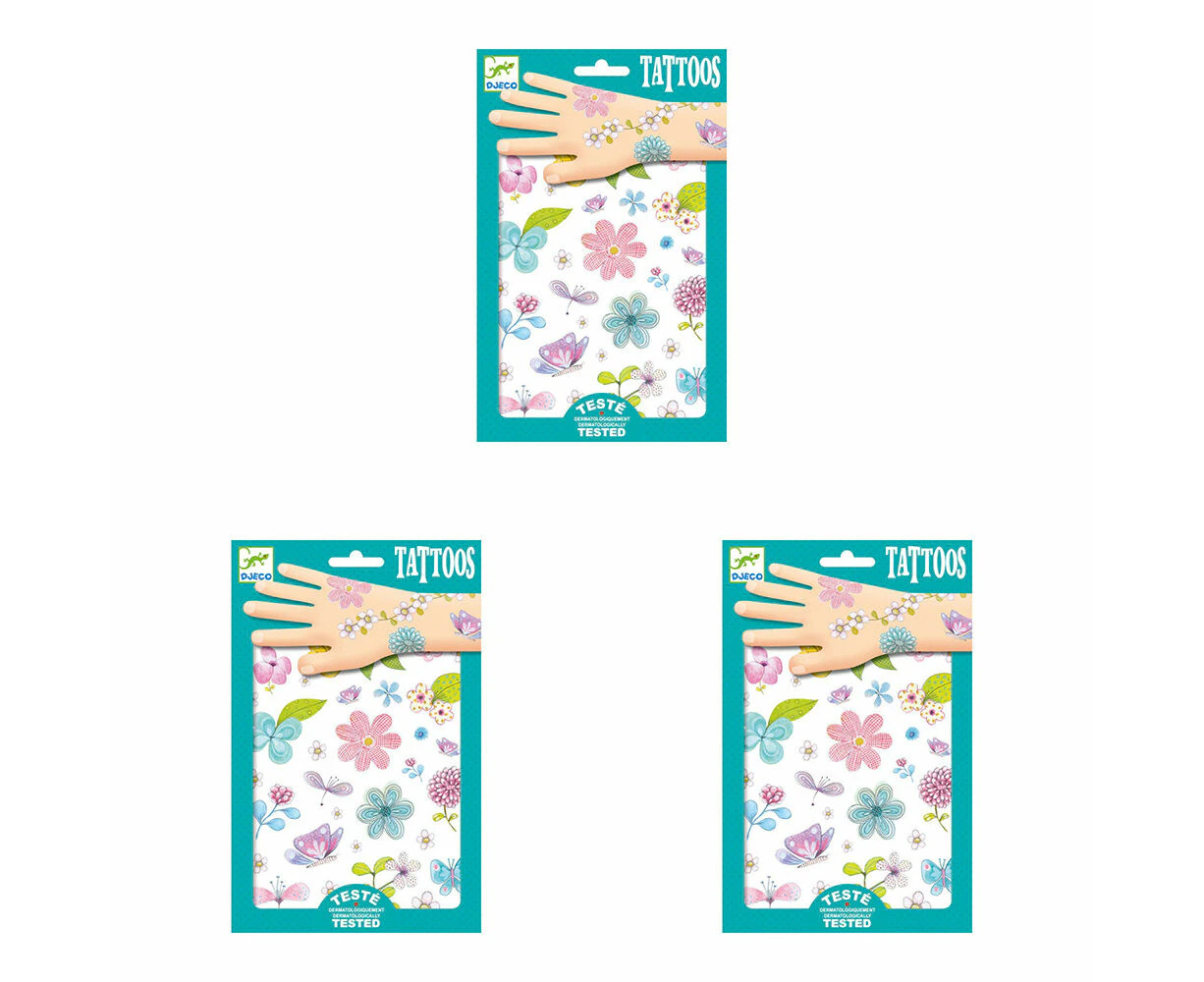 150pc Djeco Fair Flowers Of The Field Temporary/Fake Tattoos Sticker Kids 3y+