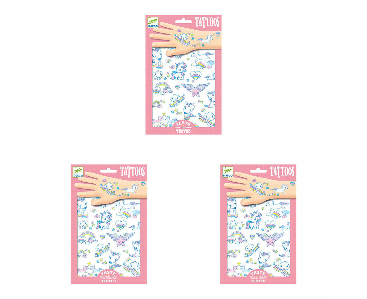 150pc Djeco Unicorns Temporary/Fake Tattoos Sticker Party Kids/Children 3y+