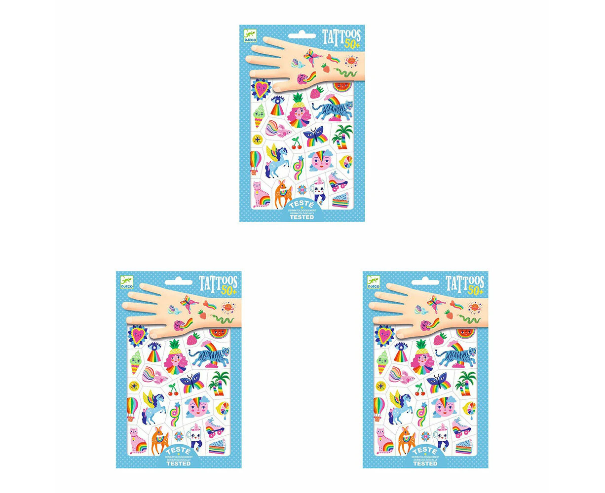 150pc Djeco Rainbow Temporary/Fake Tattoos Sticker Fun Party Kids/Children 3y+