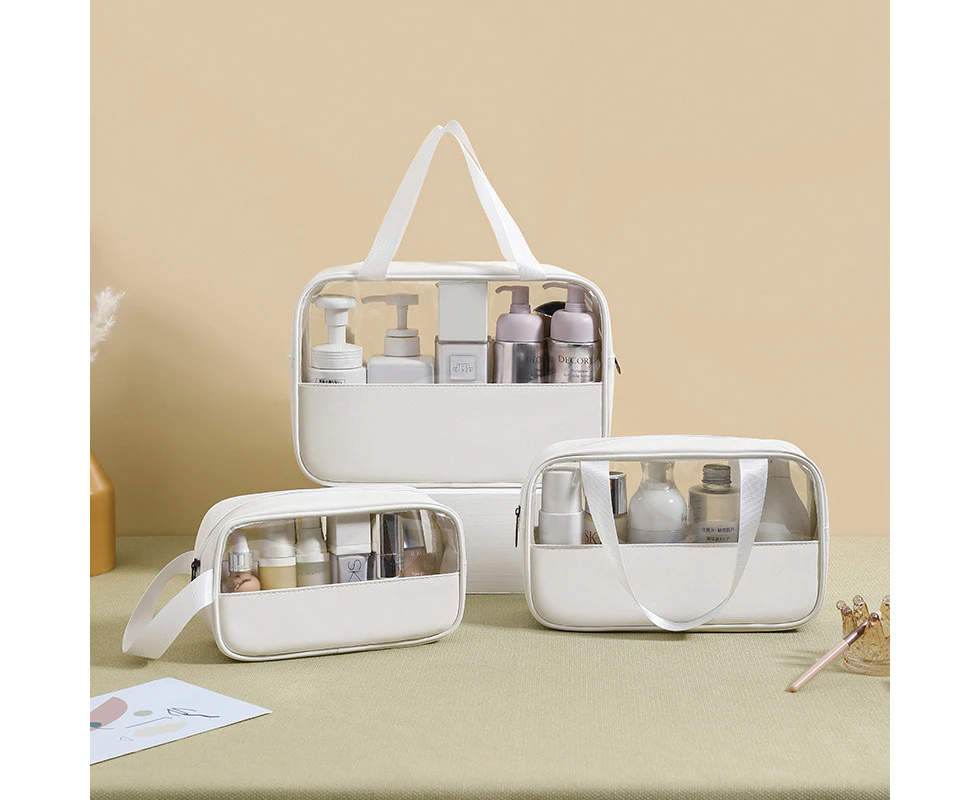 Versatile Clear Makeup Bag Set 5Colours 3PCS white