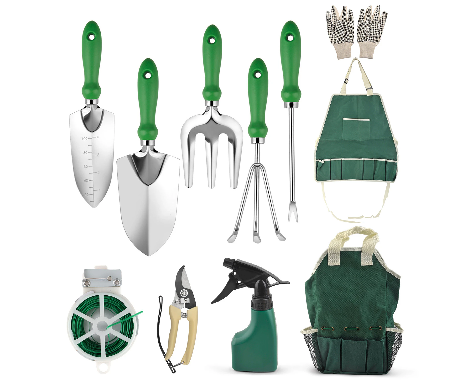 Garden Tool Set, Outdoor Heavy Duty Gardening Work Set with Ergonomic Handle, Garden Planting Tools Set, 11 Piece Stainless Steel Hand Garden Tool Kit