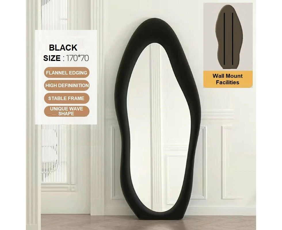 1.7m Standing Maiden Mirror Full Length Aesthetic Full Size Floor Mirror Bedroom Creative Modern Deco - Black