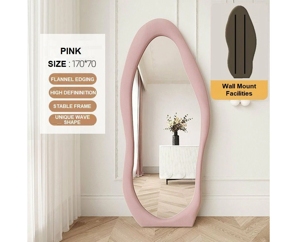 1.7m Standing Maiden Mirror Full Length Aesthetic Full Size Floor Mirror Bedroom Creative Modern Deco - Pink