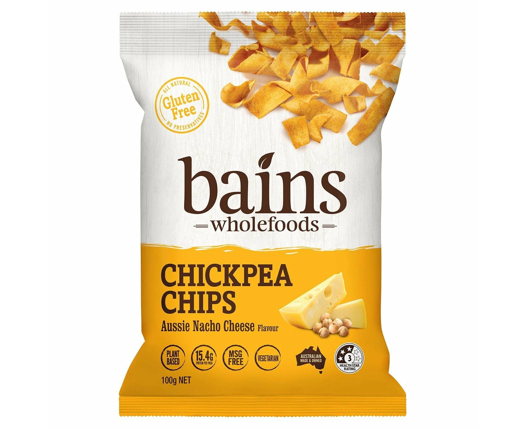 Bains Wholefoods Chickpea Chips Aussie Nacho Ch 100g (Pack of 12)