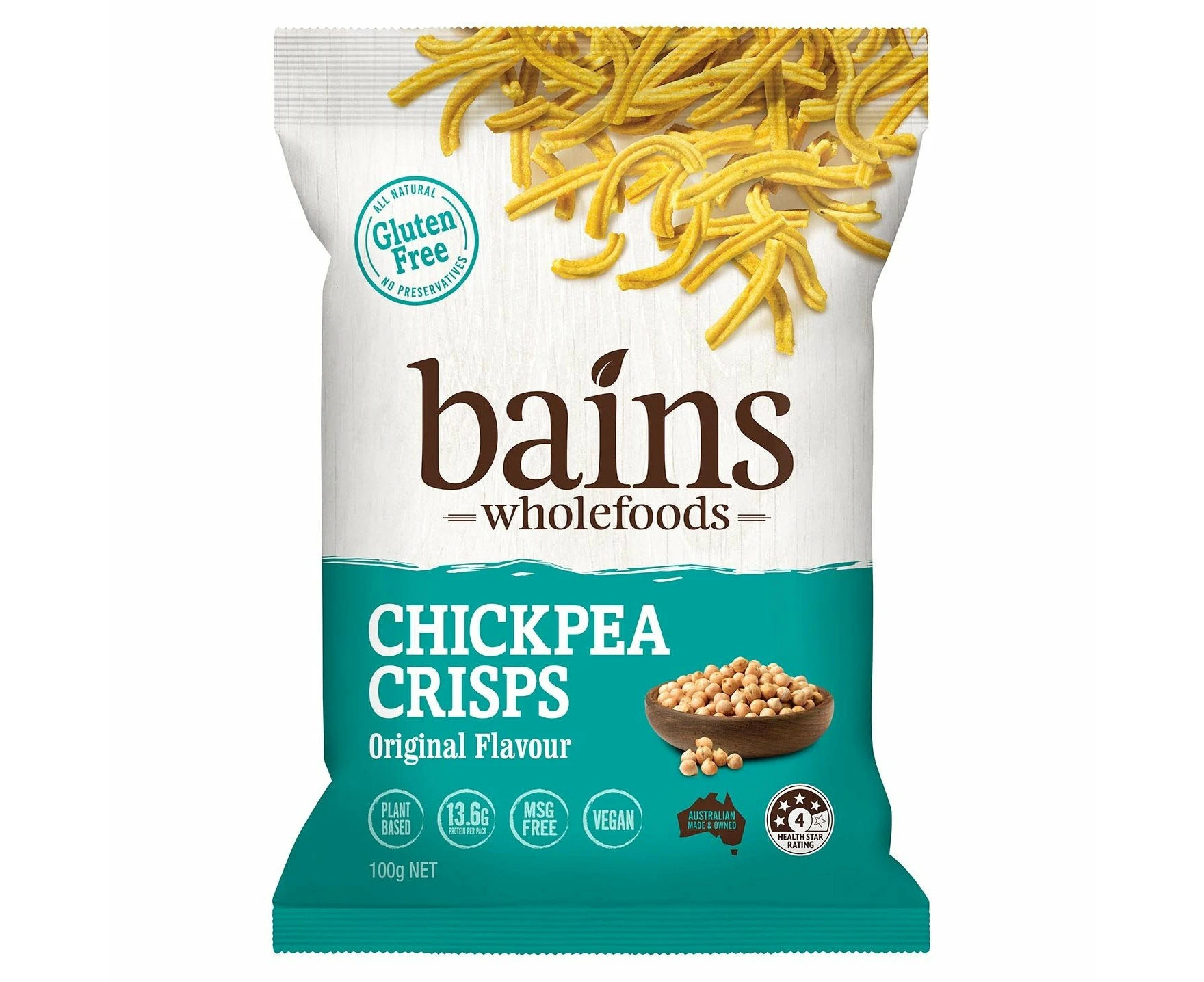 Bains Wholefoods Chickpea Crisps Original 100g (Pack of 12)