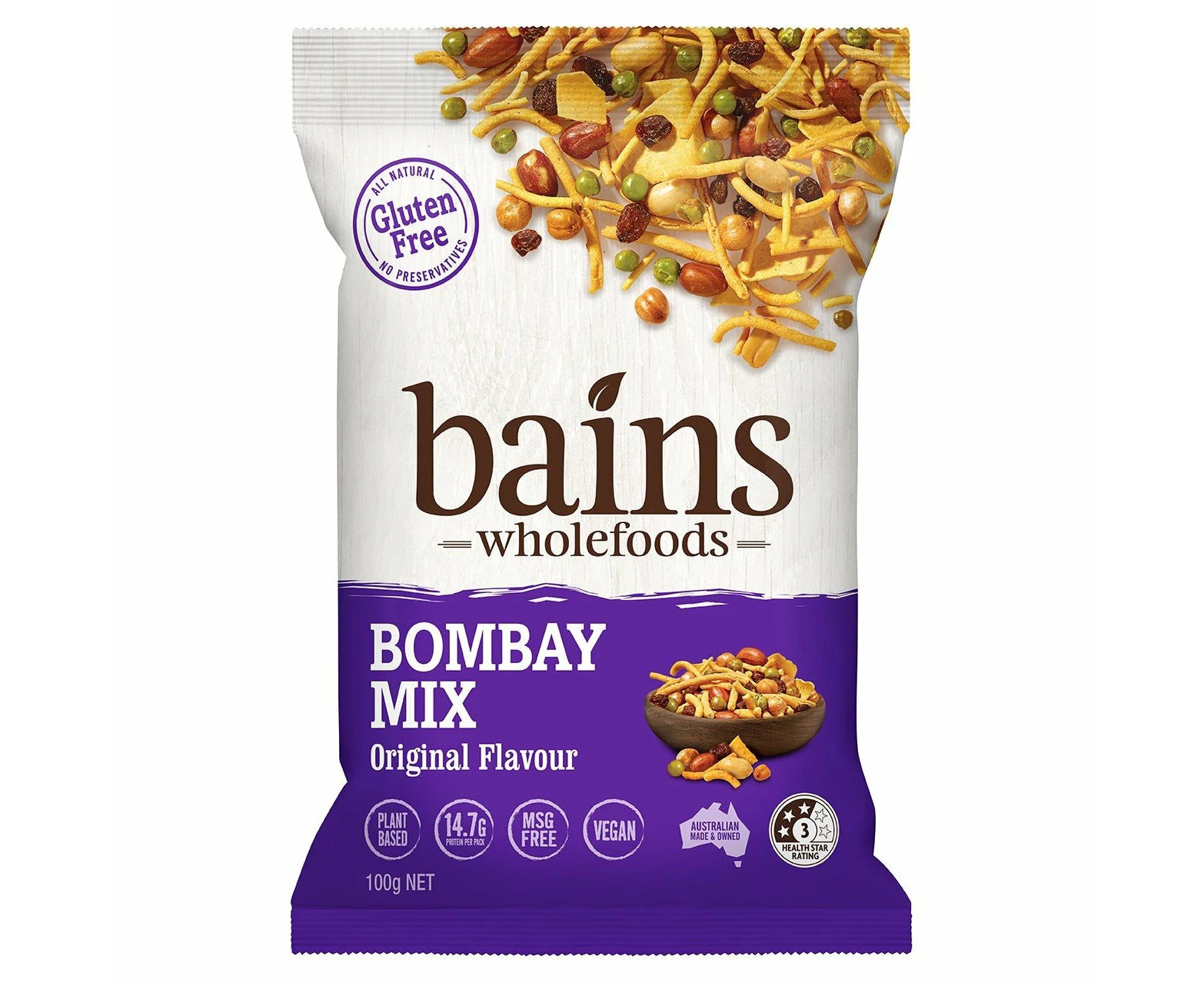 Bains Wholefoods Bombay Mix Original Flavour 100g (Pack of 16)