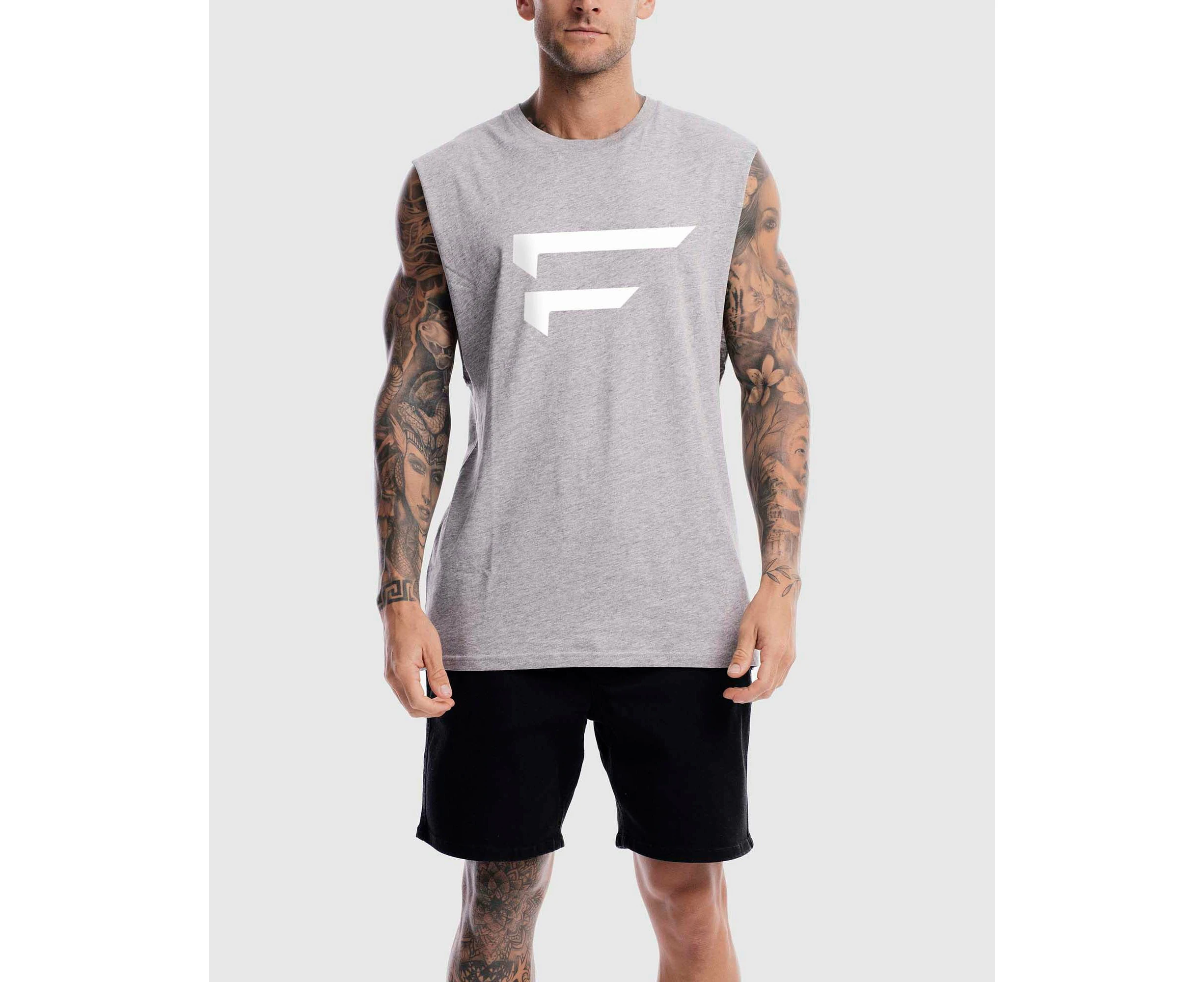 First Division Mens Sports Fashion Performance Logo Mono Tank - Marle Grey