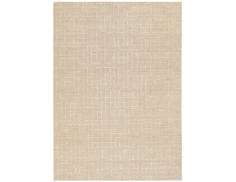 Abasco Croissant Beige Knitted Wool Rug