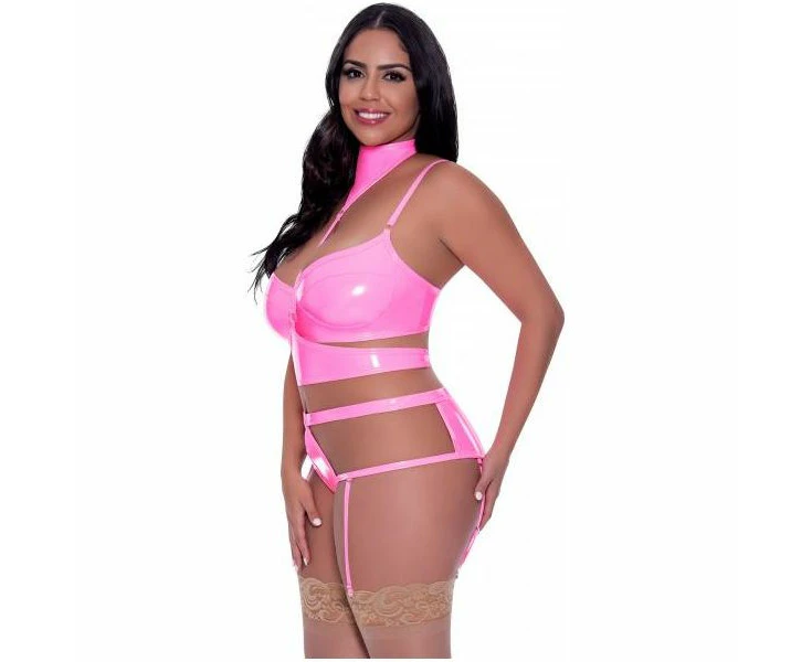 Magic Silk Club Candy Bra Harness & Panty Pink 2xl Women's Plus Size Lingerie Set For Naughty Role Play And Sensual Pleasure