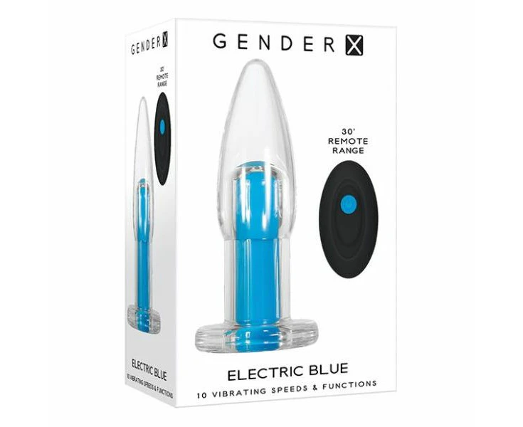 Gender X Electric Blue Crystal Clear Tapered Tip Vibrating Bullet With Remote Control Model Gx Bcb001 Unisex Pleasure Toy Clear Blue