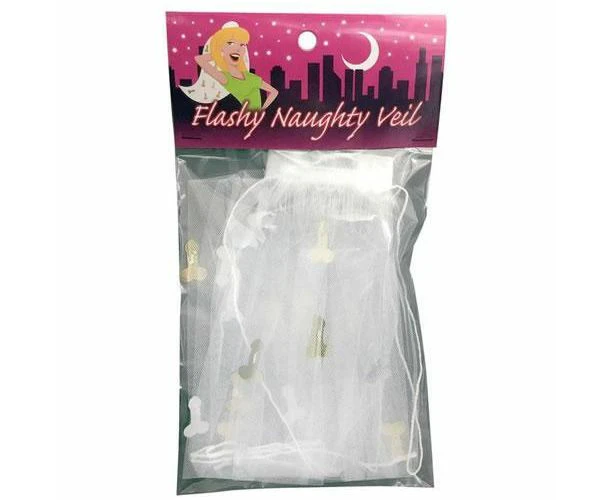 Kheper Games Flashing Naughty Veil Penis Confetti White Bachelorette Party Accessory For Bride To Be