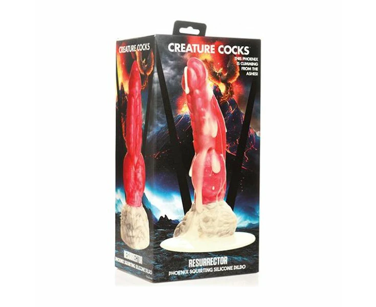 Creature Cocks Resurrector Phoenix Squirting Silicone Dildo Red/white