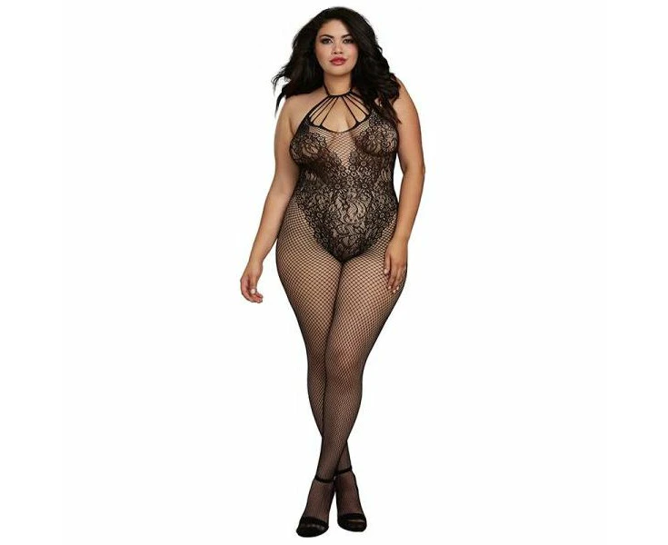 Dreamgirl Fishnet Bodystocking With Knitted Teddy Design Model 2021 Women's Intimate Lingerie For Sensual Adventures Osq Size 16 22, Cup D/dd, Weight