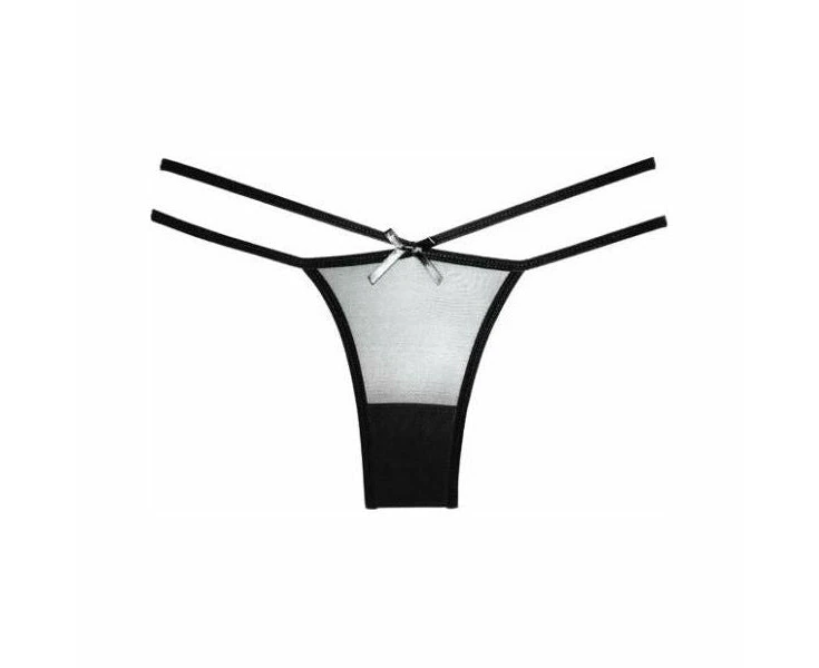 Allure Lingerie Adore Collection Sheer Naughty Vanilla Panty Black O S Women's Low Waist Lace Underwear, Model Avp 001, Sensual Intimate Apparel, Size