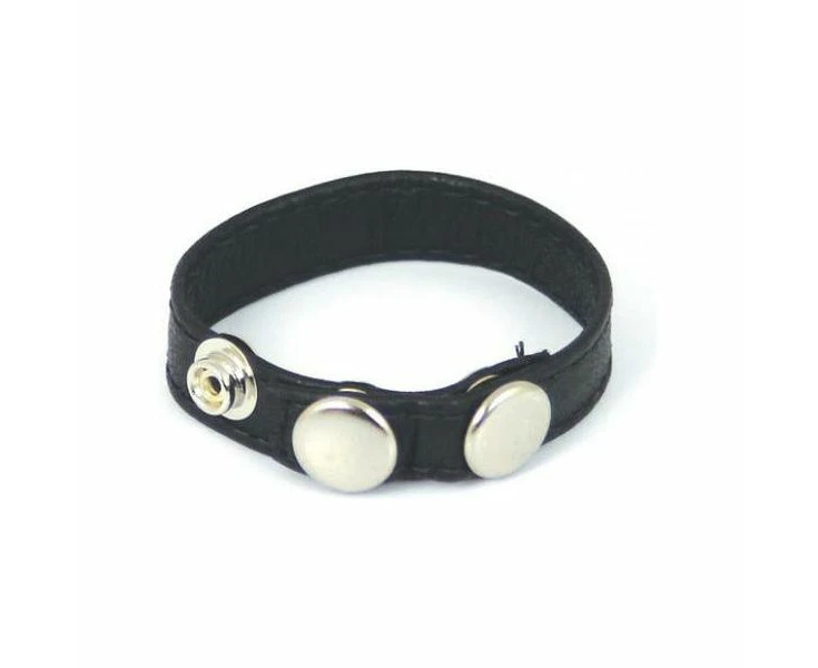 Spartacus Leathers Plain Joe Sewn Leather Cock Ring With Snaps Adjustable Black Cock Ring For Enhanced Pleasure