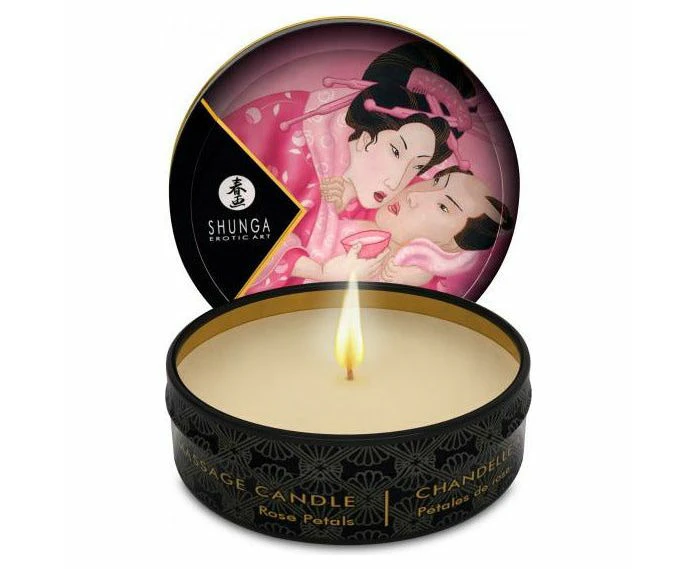 Shunga Erotic Art Massage Candle Rose Petals Intimate Aromatherapy For Sensual Massage 1oz