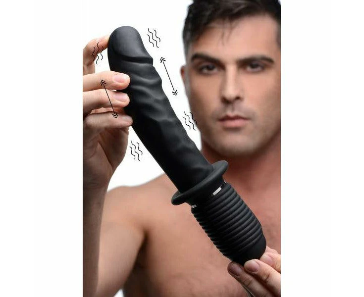 Sensathrust™ X9 Rechargeable Vibrating And Thrusting Silicone Dildo The Ultimate Pleasure Powerhouse For All Genders Black