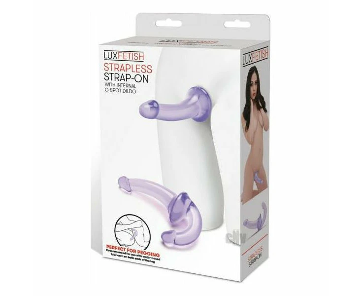 Lux Fetish Strapless Strap On Purple Model Ls 100 Couples Dual Ended Dildo For G Spot And P Spot Stimulation