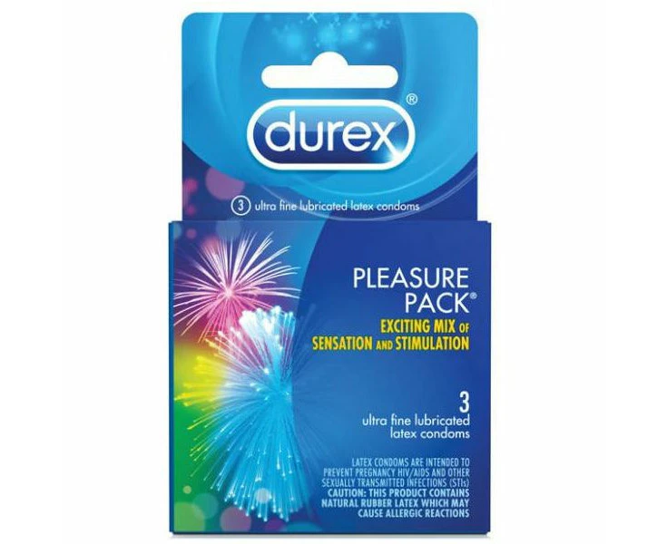 Durex Pleasure Pack 3 Pack Condoms Ultimate Pleasure Enhancer For Couples Performax, Intense Sensation, Colors And Scents Latex Condoms For Maximum In