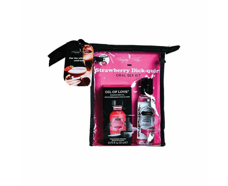 Kama Sutra Flavorful Oral Kit Strawberry Dick Quiri Pleasure Set For Him & Her, Red