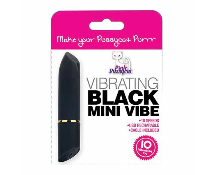 Introducing The Sensual Pleasures Pink Pussycat Vibrating Black Mini Vibe Ultimate Satisfaction For All Genders And Intimate Areas!