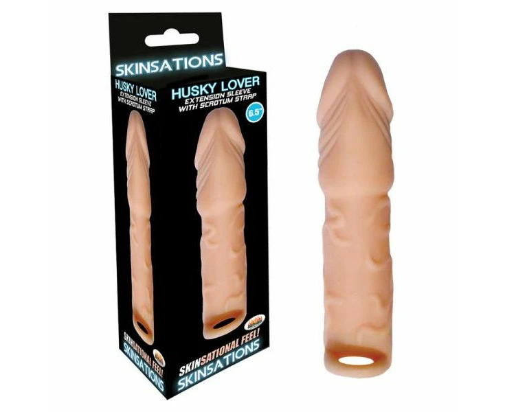 Skinsations Husky Lover Extension Sleeve Scrotum Strap 6.5 Inches Realistic Veined Male Pleasure Toy Model Hlx 6.5 Enhance Intimate Experiences For Me