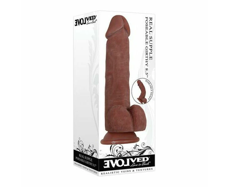 Evolved Real Supple Poseable Girthy Dark 8.5” The Ultimate Pleasure Companion For Intimate Adventures