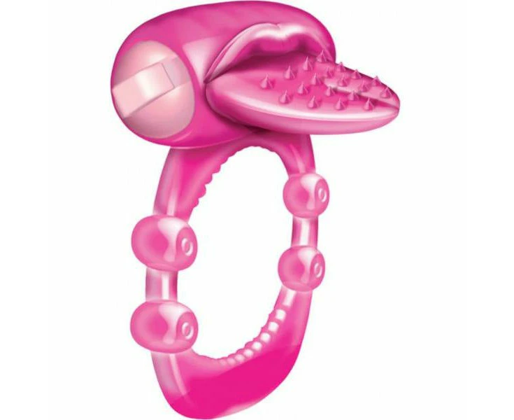 Introducing The Pleasuremax™ Nubby Tongue Magenta Pink Vibrating Cock Ring Ultimate Satisfaction For Him And Her!