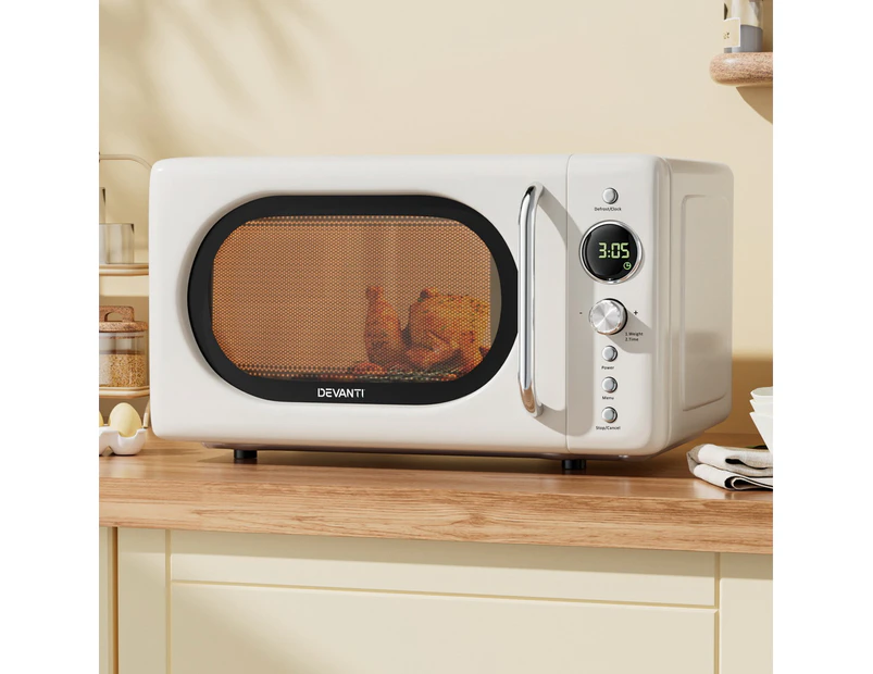 Devanti 20L Microwave Oven 700W Cream