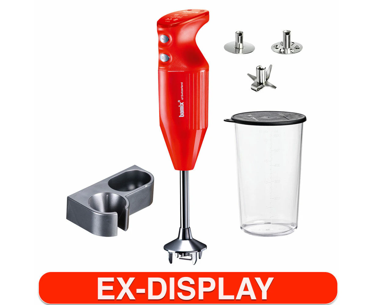 Bamix Mono Electric 140W Hand Stick Blender Beat/Shred/Chop Mixer Red w/Beaker - Refurbished Grade A