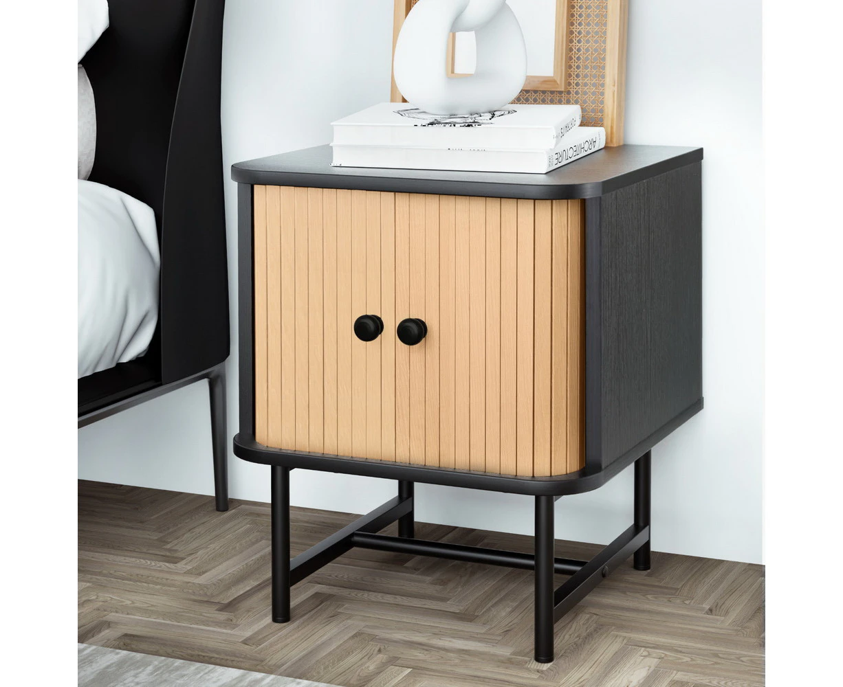 Artiss Bedside Table with Sliding Doors BORIS