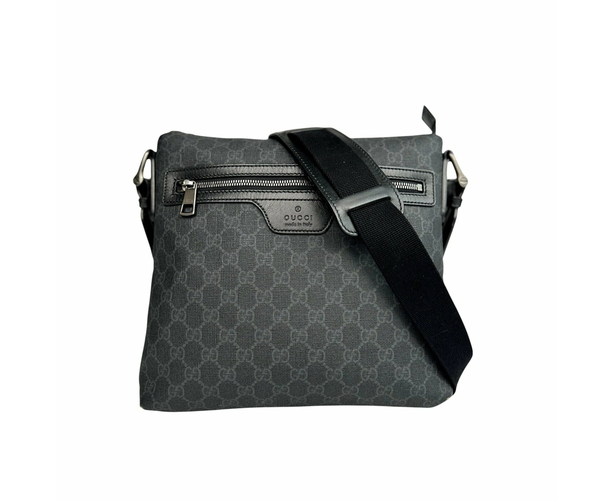 Gucci Dark Grey GG Supreme Canvas Messenger Bag