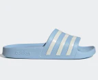 Adidas Women's Adilette Aqua Slides - Glow Blue/Zero Metallic