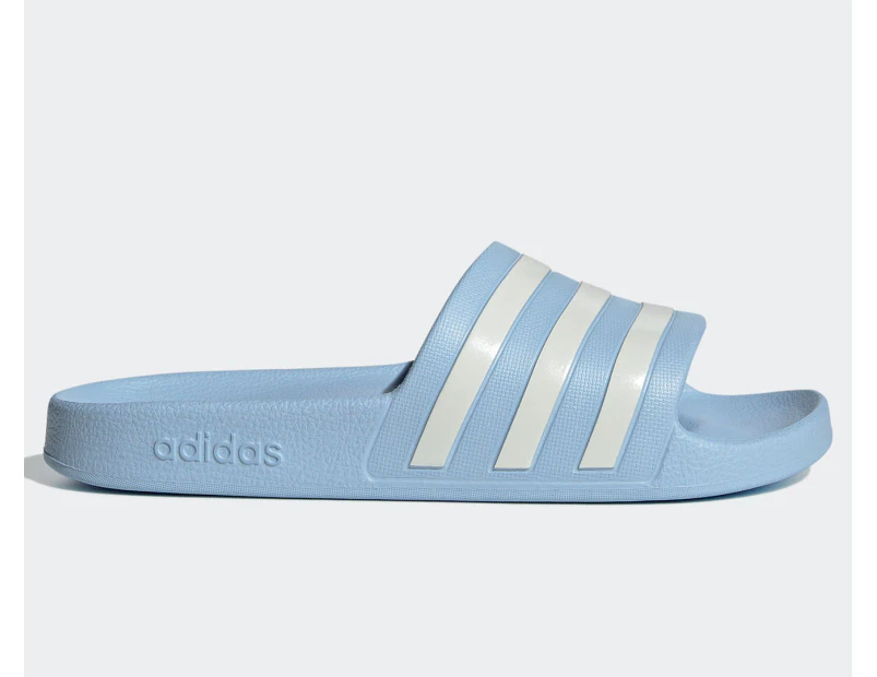 Adidas Women's Adilette Aqua Slides - Glow Blue/Zero Metallic