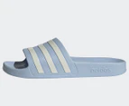 Adidas Women's Adilette Aqua Slides - Glow Blue/Zero Metallic