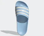 Adidas Women's Adilette Aqua Slides - Glow Blue/Zero Metallic