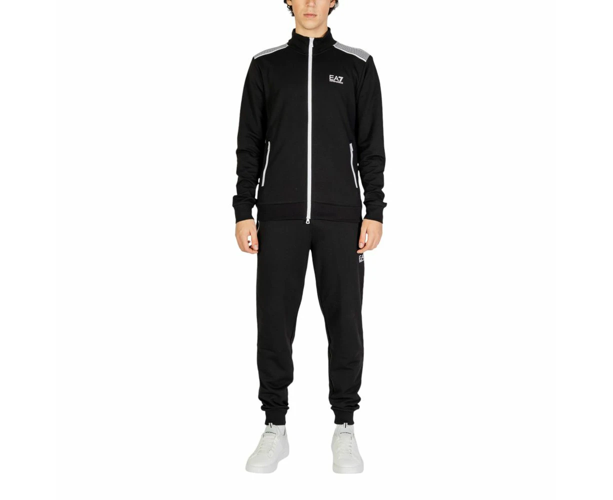 Ea7 Emporio Armani Black Cotton Sweatsuit