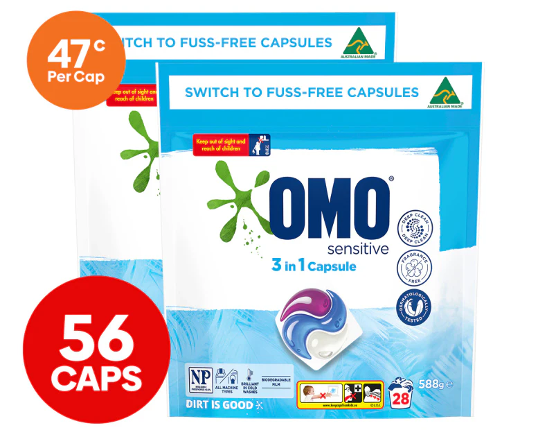 2 x 28pk OMO Sensitive 3-in-1 Capsules