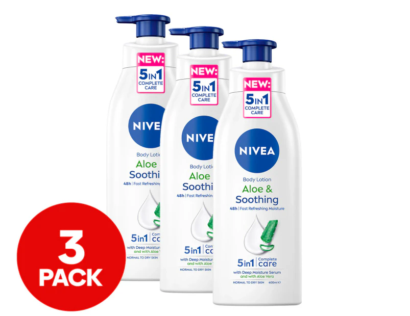 3 x Nivea Aloe & Soothing Body Lotion 400mL