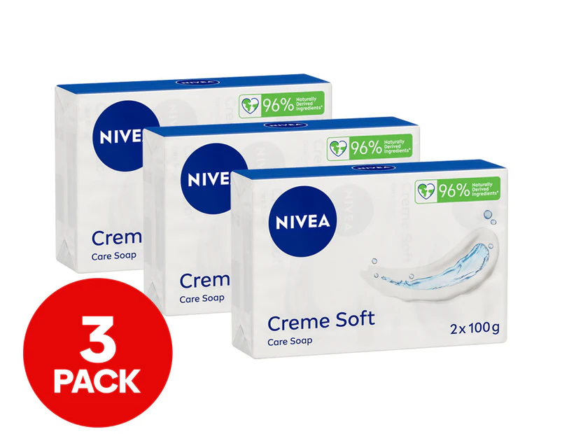 3 x Nivea Creme Soft Care Soap Twin Pack 200g