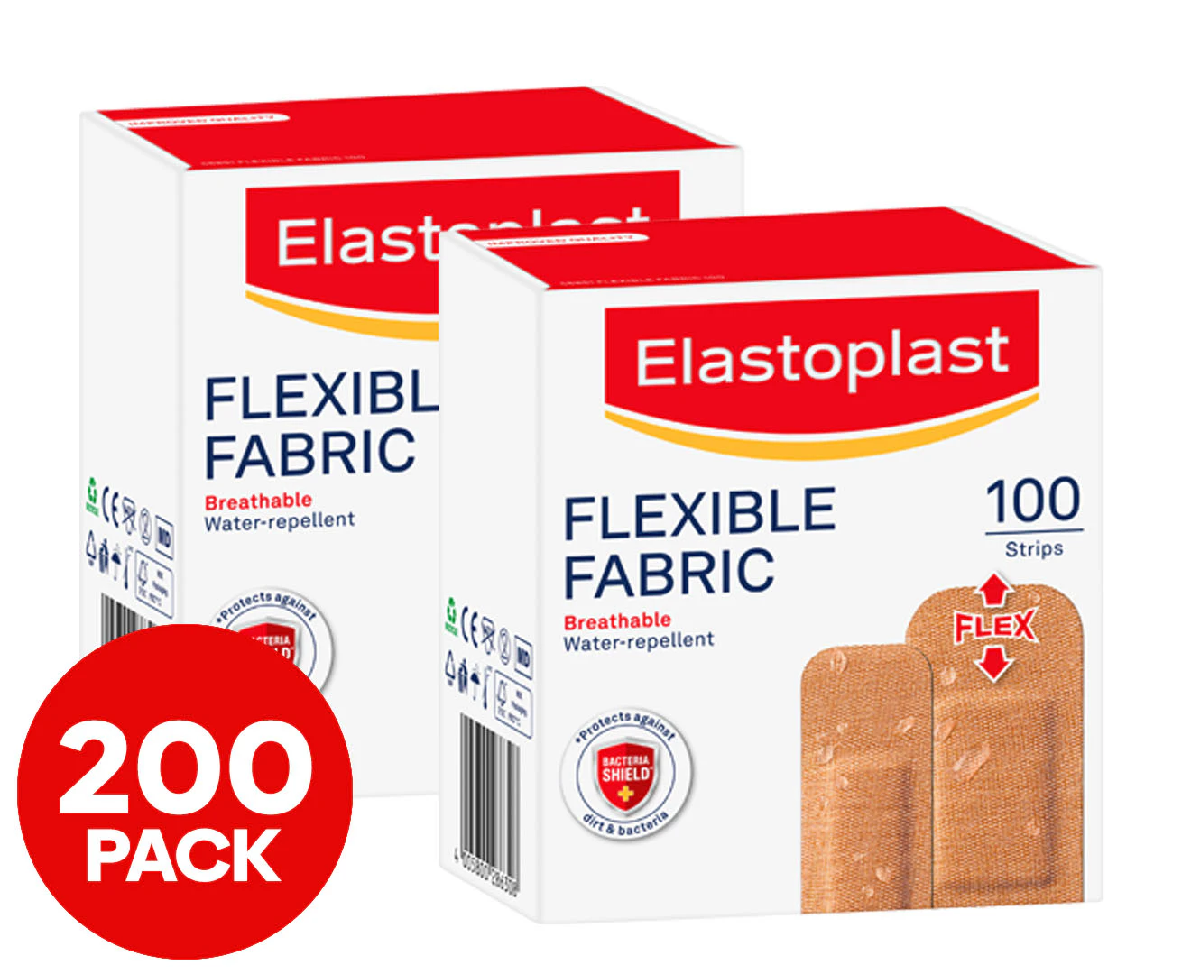 2 x 100pk Elastoplast Flexible Fabric Strips