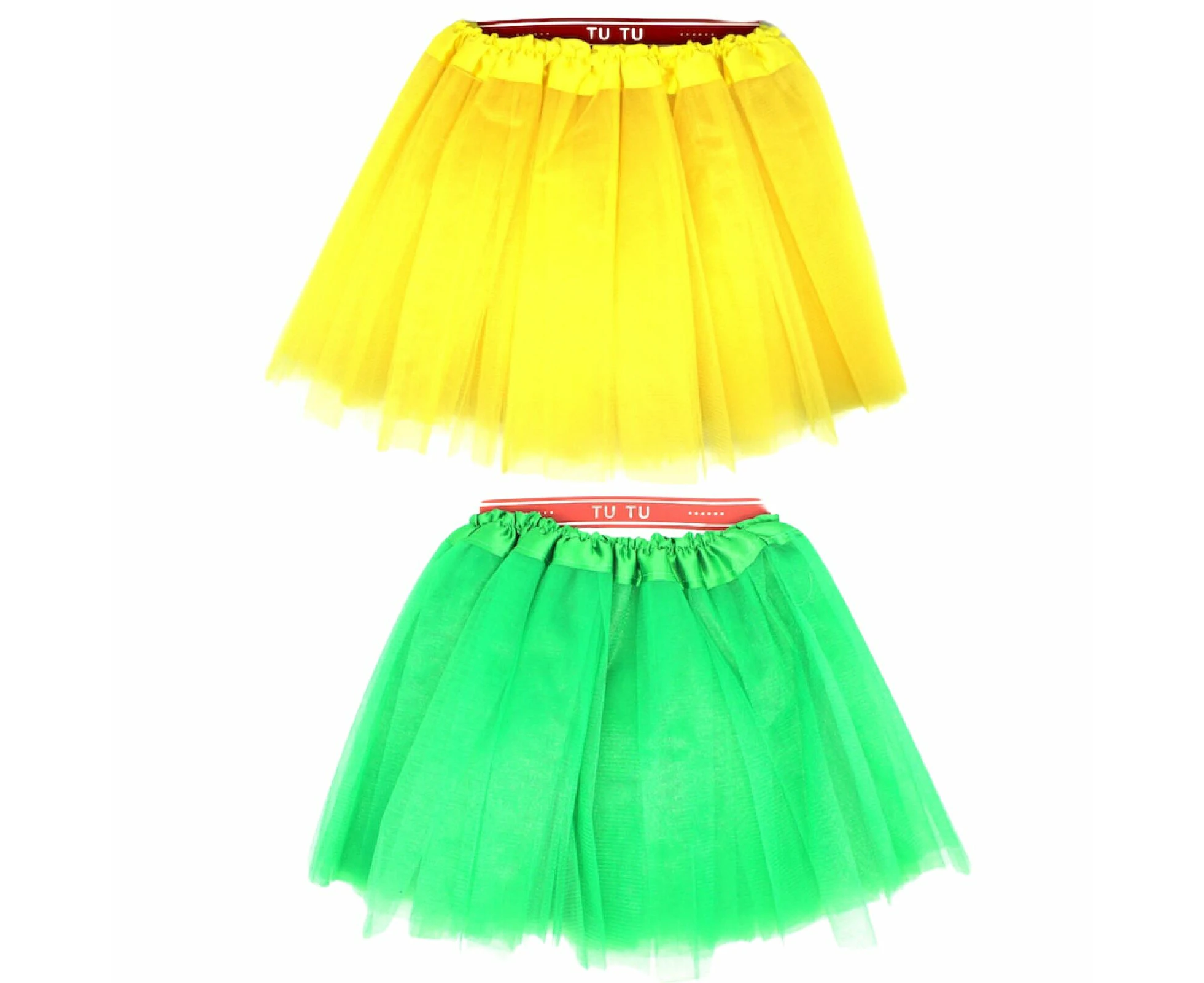 2x Tulle Ballerina Tutu Small, 3-Layer Children s Costume Skirt - Yellow & Green Australia Day