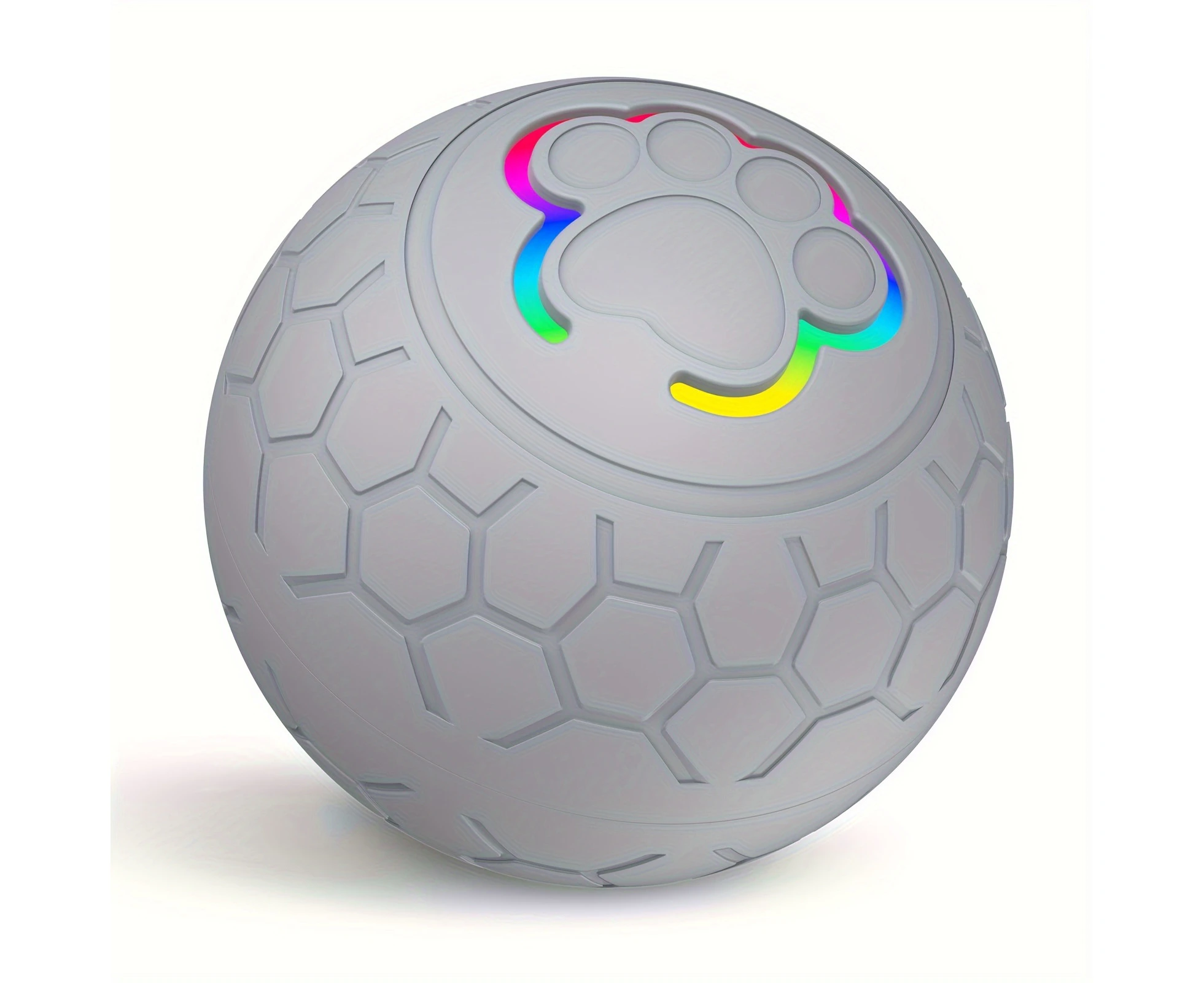 Styled Flaired Dog Toy Bouncing Ball, Smart Bouncing Dog Ball Rechargeable Puppy Toy Ball with Colorful Flashing Lights - Gray