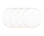 Set of 4 Maxwell & Williams 23cm White Gold Rim Entrée Plates - White/Gold