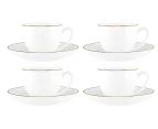 4 x Maxwell & Williams 90mL White Gold Coupe Demi Cup & Saucer Sets