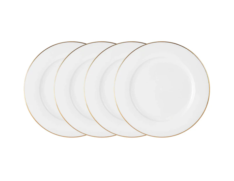 Set of 4 Maxwell & Williams 19cm White Gold Rim Side Plates - White/Gold