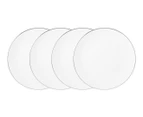 Set of 4 Maxwell & Williams 23cm White Platinum Coupe Entrée Plates - White/Platinum