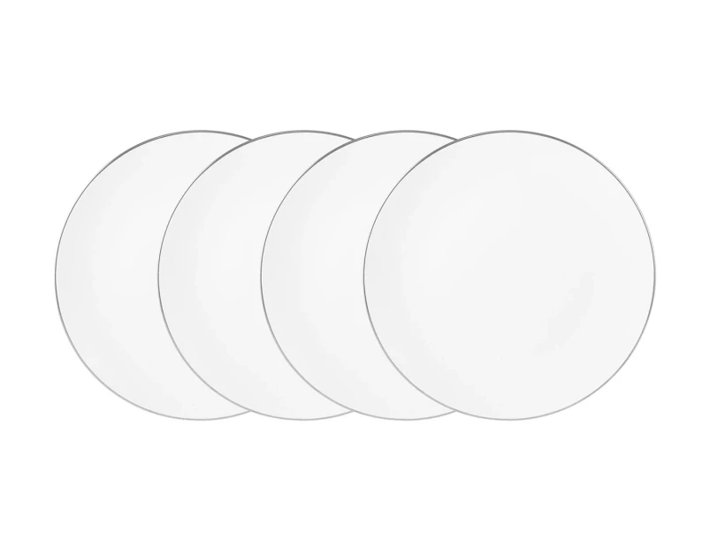 Set of 4 Maxwell & Williams 23cm White Platinum Coupe Entrée Plates - White/Platinum