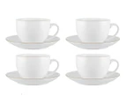 4 x Maxwell & Williams 260mL White Gold Cup & Saucer Sets